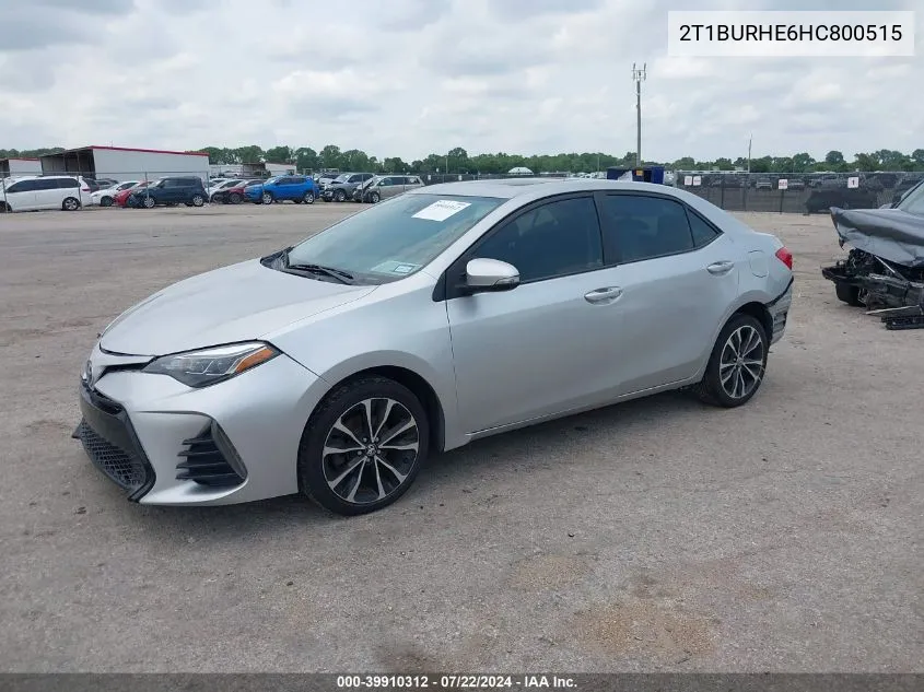 2017 Toyota Corolla Se VIN: 2T1BURHE6HC800515 Lot: 39910312