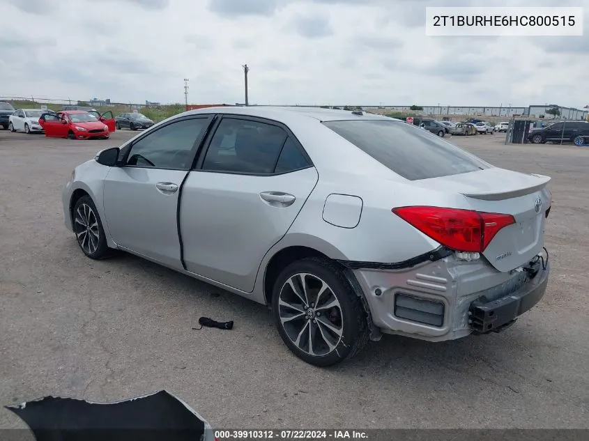 2017 Toyota Corolla Se VIN: 2T1BURHE6HC800515 Lot: 39910312