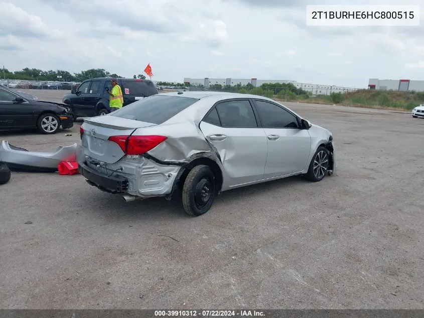 2017 Toyota Corolla Se VIN: 2T1BURHE6HC800515 Lot: 39910312