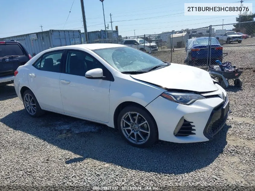 2017 Toyota Corolla Se VIN: 2T1BURHE3HC883076 Lot: 39927337