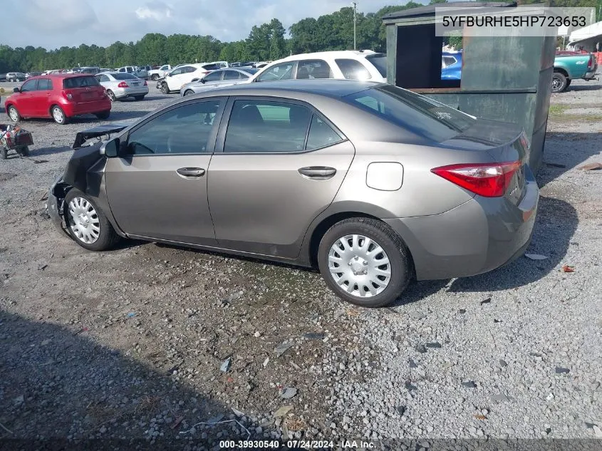 2017 Toyota Corolla Le VIN: 5YFBURHE5HP723653 Lot: 39930540