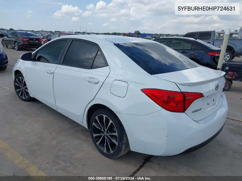 2017 Toyota Corolla L/Le/Se/Se Special Edition/Xle/Xse VIN: 5YFBURHE0HP724631 Lot: 39955195