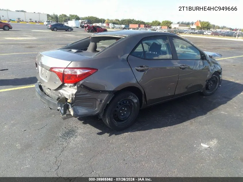 2017 Toyota Corolla Le VIN: 2T1BURHE4HC949666 Lot: 39965362