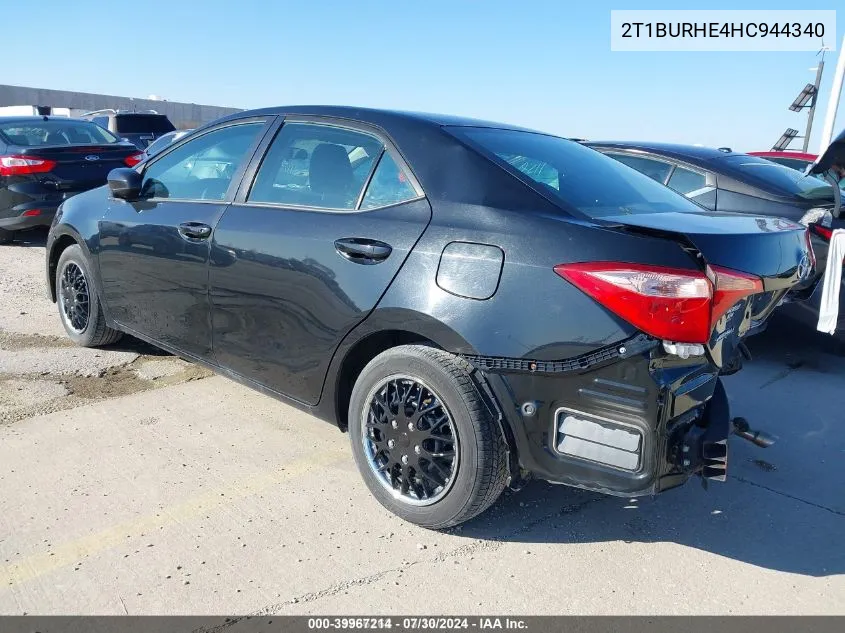 2017 Toyota Corolla Le VIN: 2T1BURHE4HC944340 Lot: 39967214