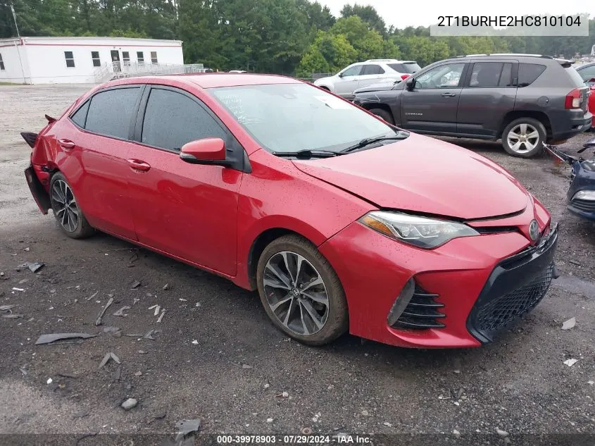 2017 Toyota Corolla Se VIN: 2T1BURHE2HC810104 Lot: 39978903