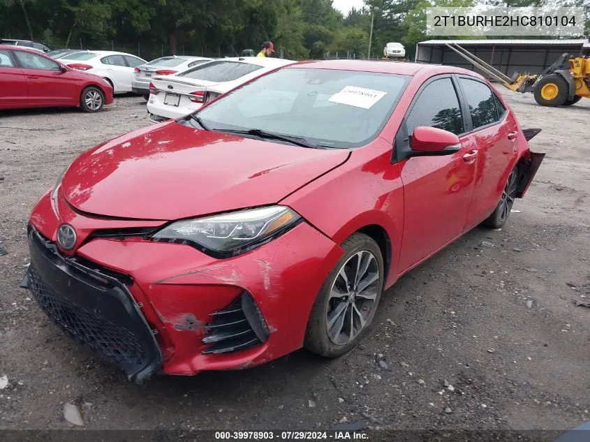 2017 Toyota Corolla Se VIN: 2T1BURHE2HC810104 Lot: 39978903