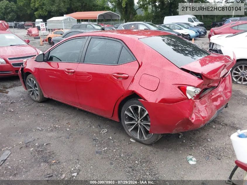 2017 Toyota Corolla Se VIN: 2T1BURHE2HC810104 Lot: 39978903