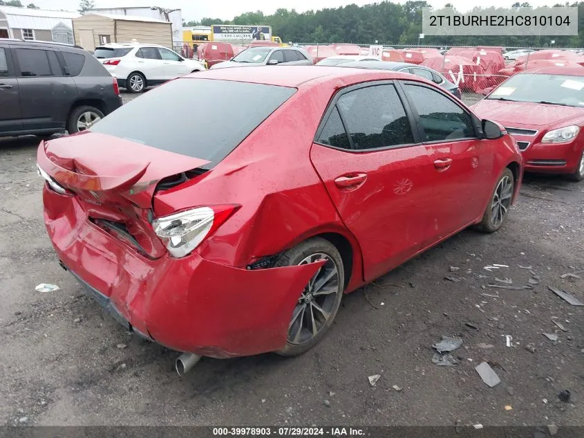 2017 Toyota Corolla Se VIN: 2T1BURHE2HC810104 Lot: 39978903