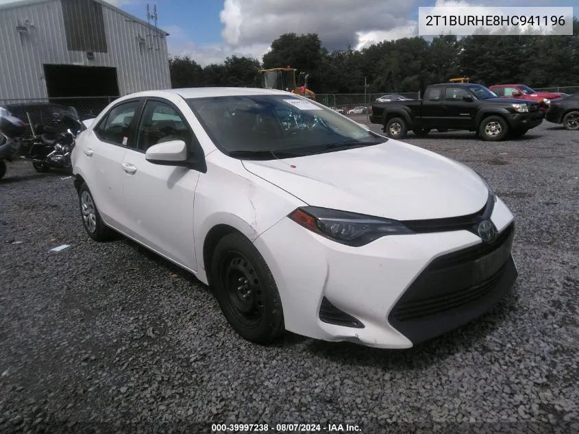 2017 Toyota Corolla Le VIN: 2T1BURHE8HC941196 Lot: 39997238