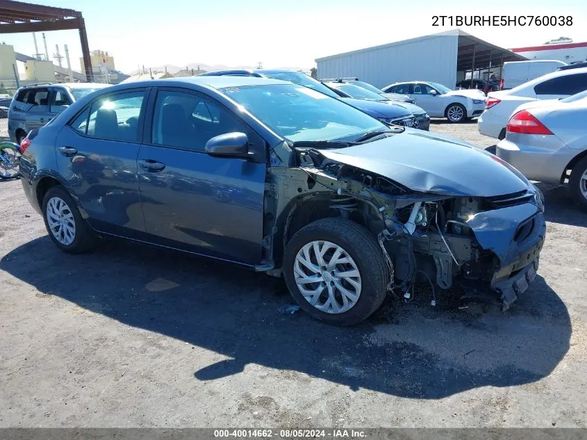 2T1BURHE5HC760038 2017 Toyota Corolla Le