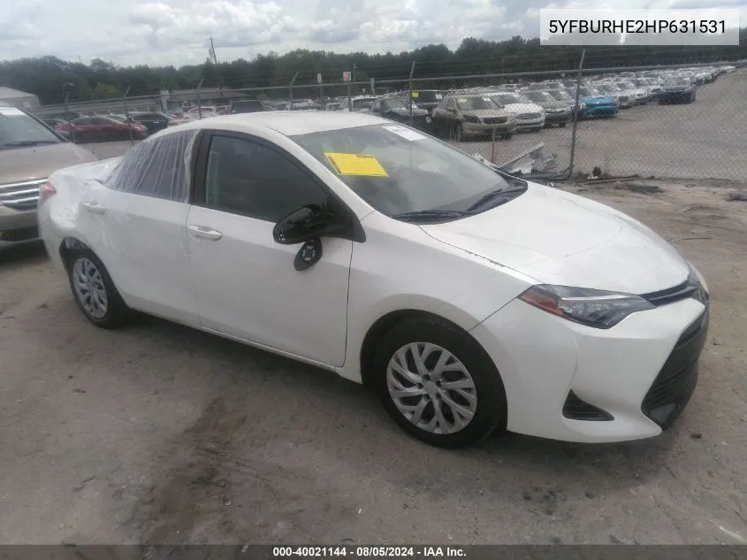 2017 Toyota Corolla Le VIN: 5YFBURHE2HP631531 Lot: 40021144