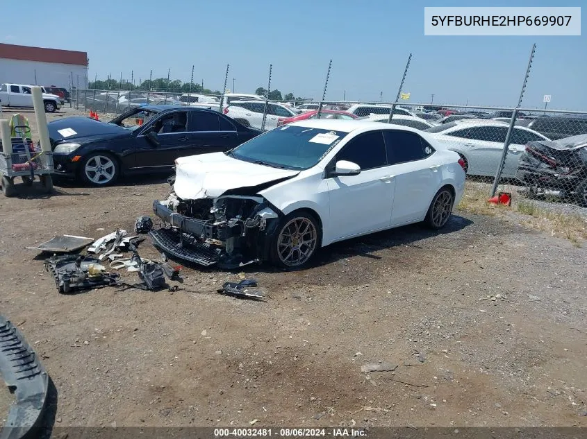 2017 Toyota Corolla Se VIN: 5YFBURHE2HP669907 Lot: 40032481