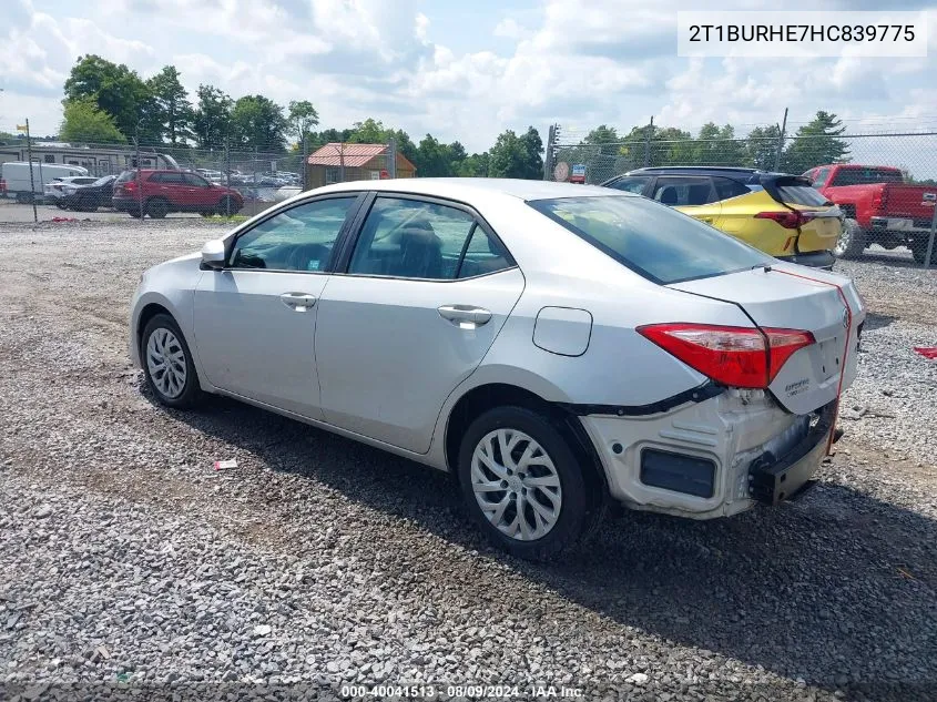 2017 Toyota Corolla Le VIN: 2T1BURHE7HC839775 Lot: 40041513