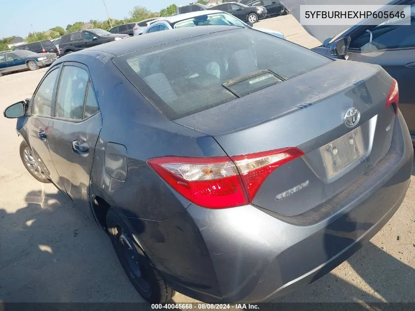 5YFBURHEXHP605646 2017 Toyota Corolla Le