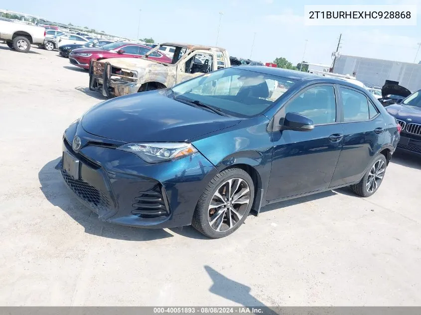 2017 Toyota Corolla Se VIN: 2T1BURHEXHC928868 Lot: 40051893