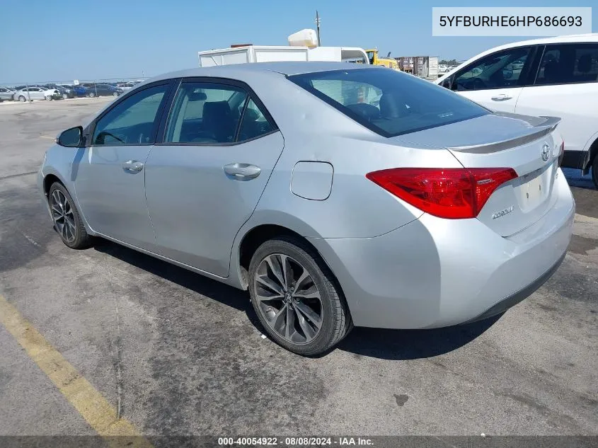 2017 Toyota Corolla Se VIN: 5YFBURHE6HP686693 Lot: 40054922