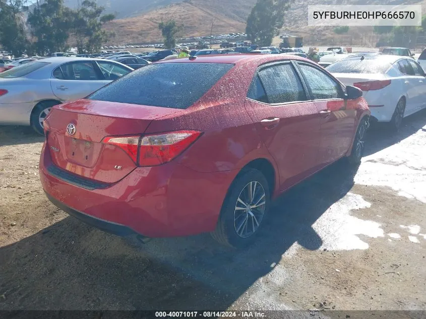 2017 Toyota Corolla L/Le/Xle/Se/Xse VIN: 5YFBURHE0HP666570 Lot: 40071017