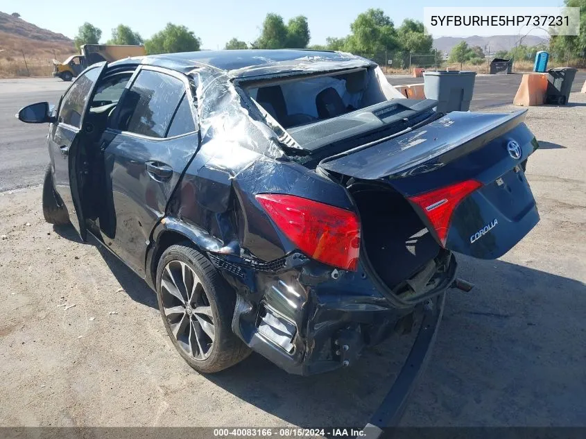 2017 Toyota Corolla Se VIN: 5YFBURHE5HP737231 Lot: 40083166