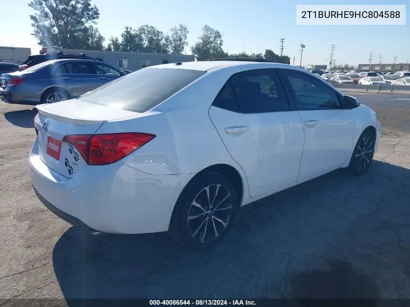 2017 Toyota Corolla L/Le/Xle/Se/Xse VIN: 2T1BURHE9HC804588 Lot: 40086544