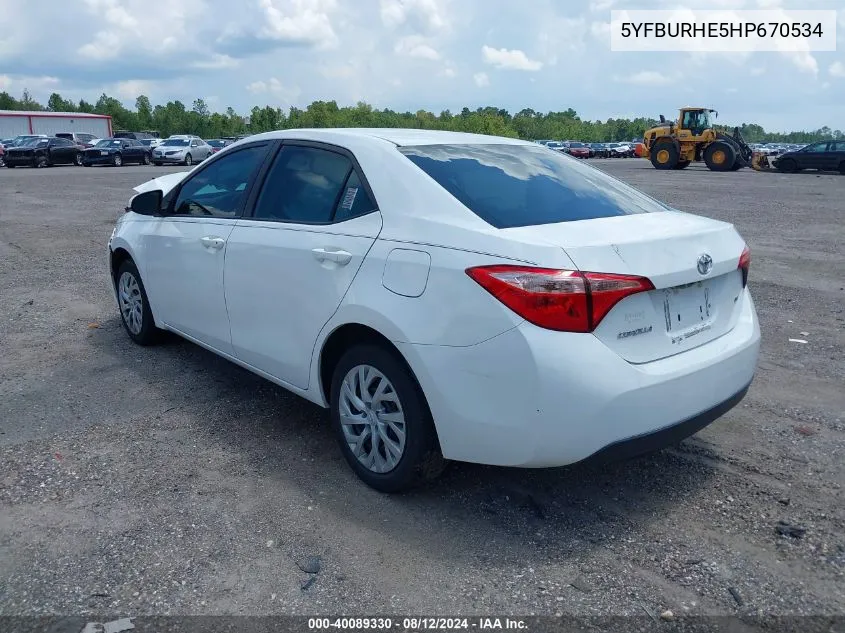 5YFBURHE5HP670534 2017 Toyota Corolla Le