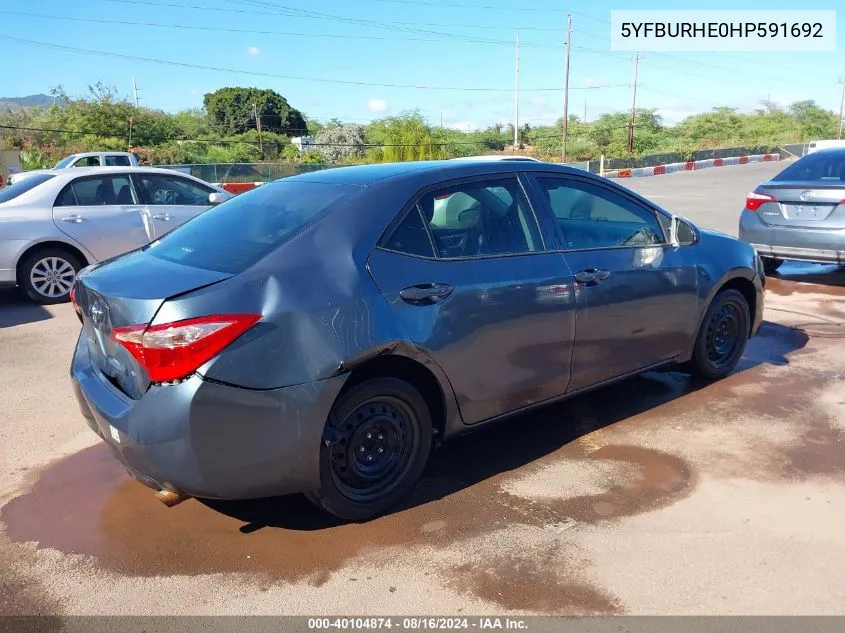 5YFBURHE0HP591692 2017 Toyota Corolla Le