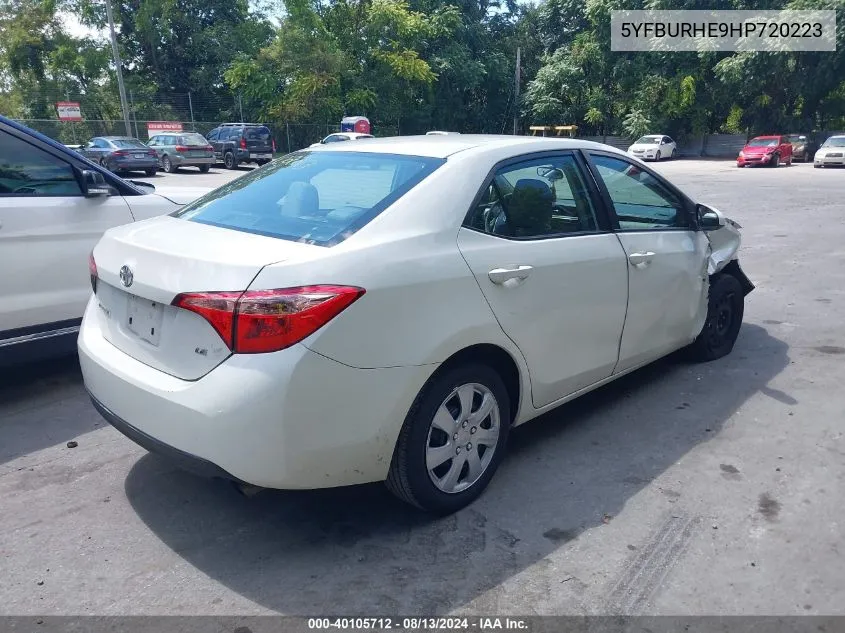 2017 Toyota Corolla Le VIN: 5YFBURHE9HP720223 Lot: 40105712