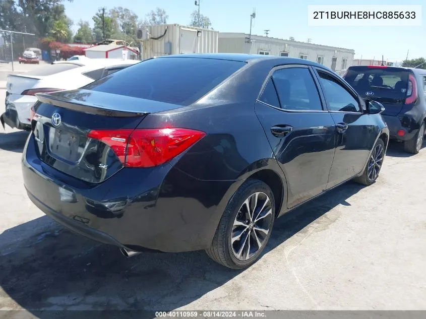 2017 Toyota Corolla Se VIN: 2T1BURHE8HC885633 Lot: 40110959