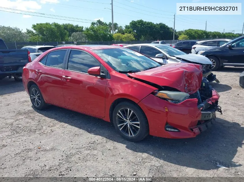 2017 Toyota Corolla Le VIN: 2T1BURHE9HC832701 Lot: 40122504