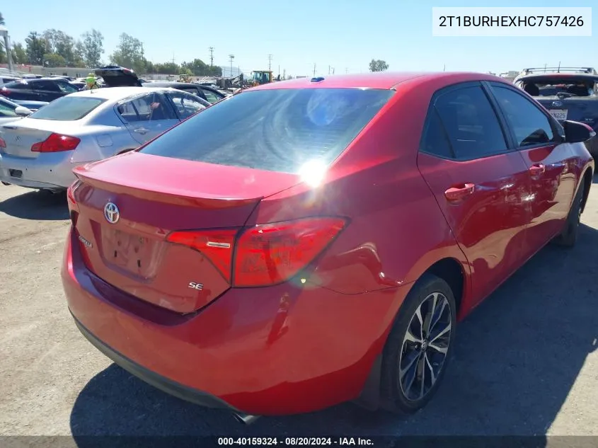 2017 Toyota Corolla Se VIN: 2T1BURHEXHC757426 Lot: 40159324