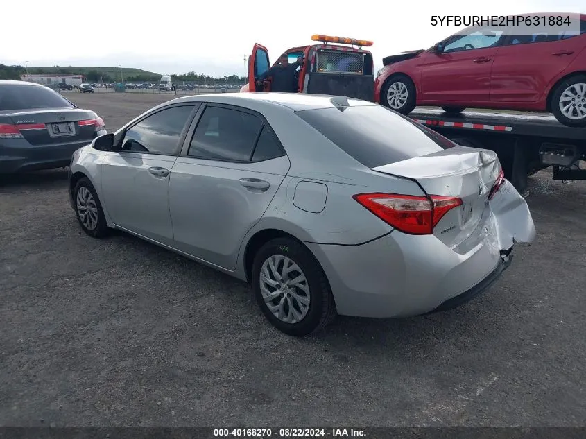 2017 Toyota Corolla Le VIN: 5YFBURHE2HP631884 Lot: 40168270