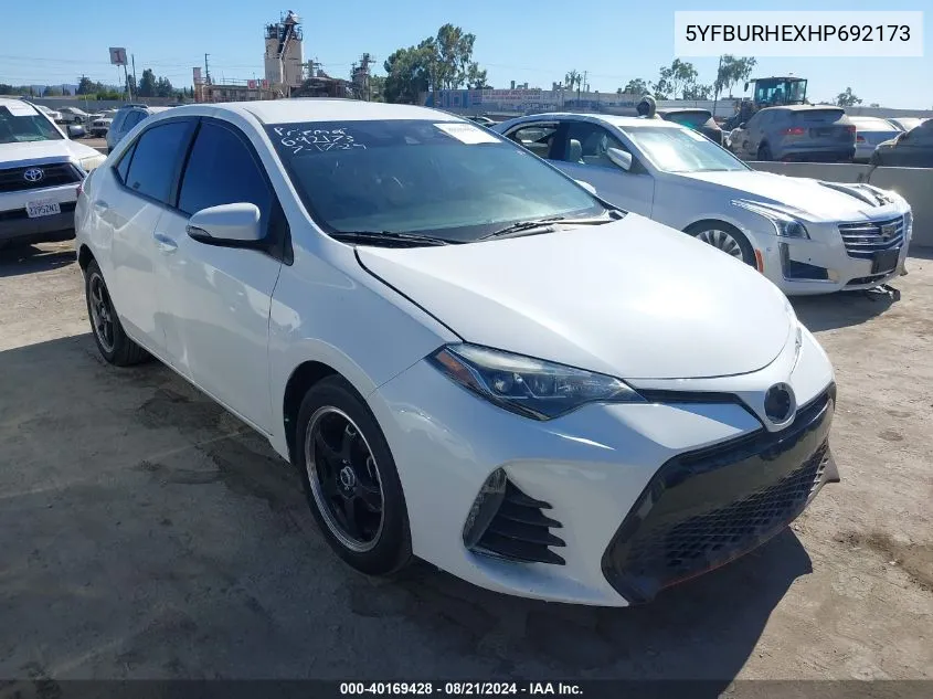 5YFBURHEXHP692173 2017 Toyota Corolla Se