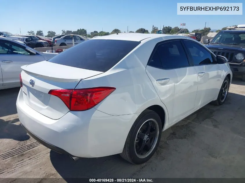 2017 Toyota Corolla Se VIN: 5YFBURHEXHP692173 Lot: 40169428