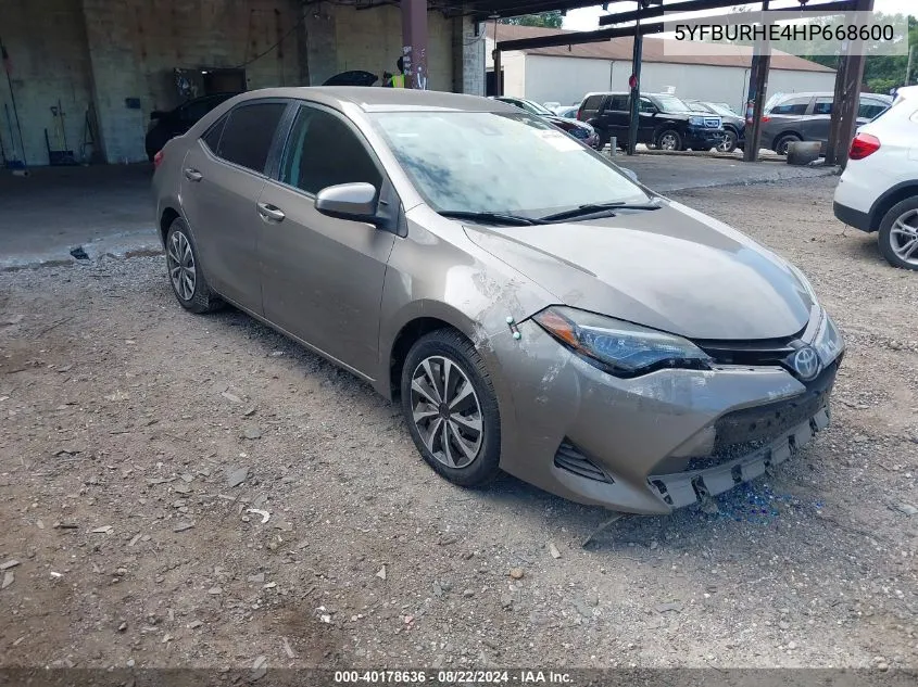 5YFBURHE4HP668600 2017 Toyota Corolla Le