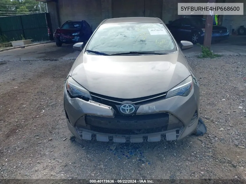 5YFBURHE4HP668600 2017 Toyota Corolla Le