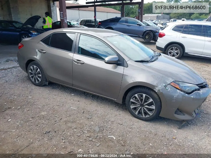 2017 Toyota Corolla Le VIN: 5YFBURHE4HP668600 Lot: 40178636