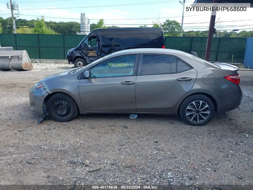 2017 Toyota Corolla Le VIN: 5YFBURHE4HP668600 Lot: 40178636