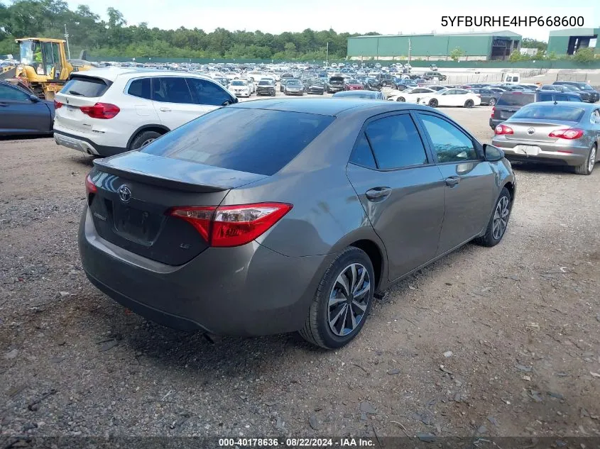 5YFBURHE4HP668600 2017 Toyota Corolla Le