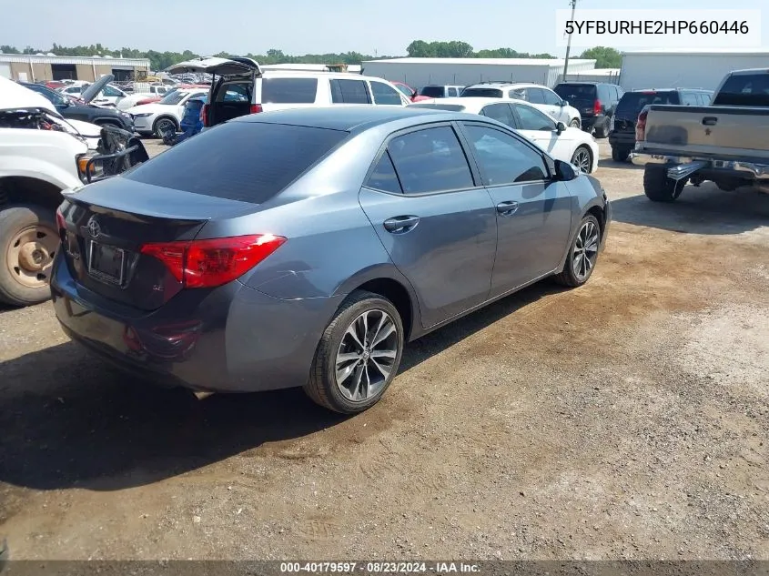 2017 Toyota Corolla Se VIN: 5YFBURHE2HP660446 Lot: 40179597