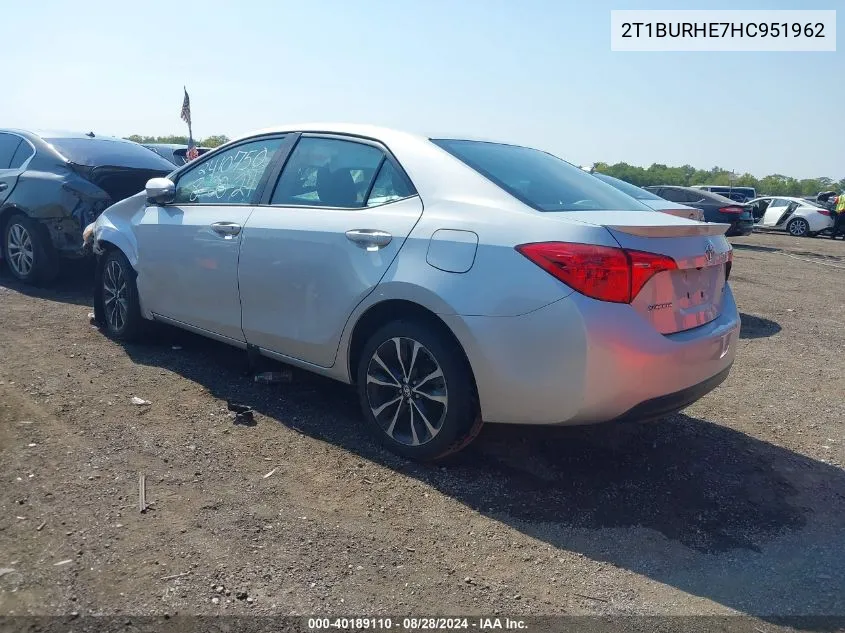 2017 Toyota Corolla Se VIN: 2T1BURHE7HC951962 Lot: 40189110