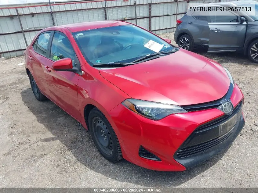 2017 Toyota Corolla Le VIN: 5YFBURHE9HP657513 Lot: 40200688