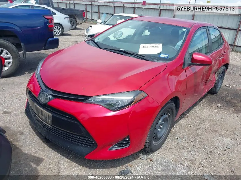 2017 Toyota Corolla Le VIN: 5YFBURHE9HP657513 Lot: 40200688