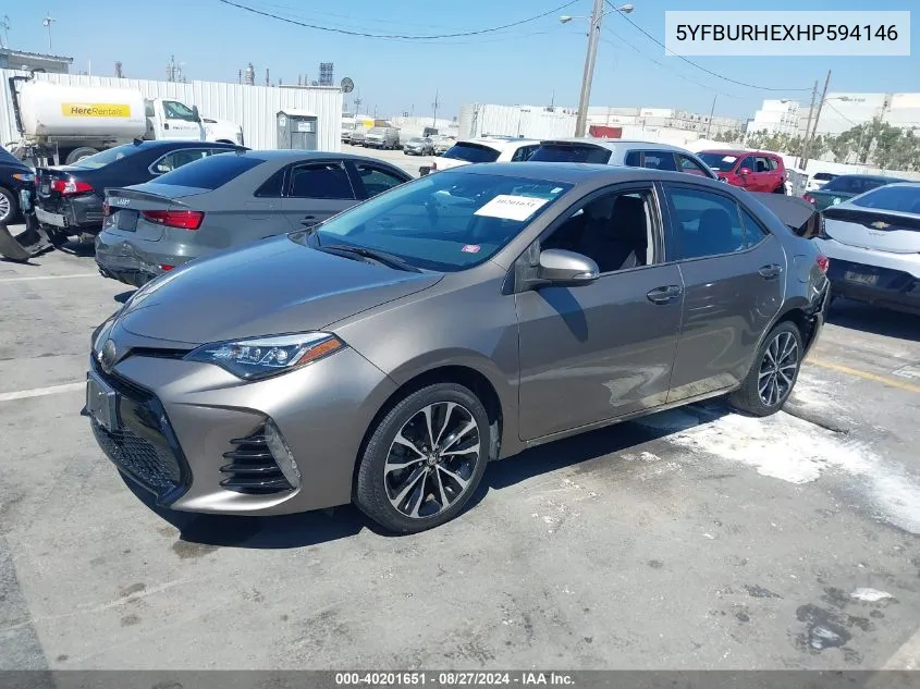 2017 Toyota Corolla Se VIN: 5YFBURHEXHP594146 Lot: 40201651