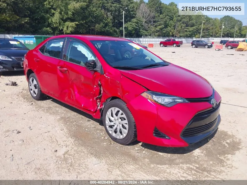 2017 Toyota Corolla Le VIN: 2T1BURHE7HC793655 Lot: 40204942