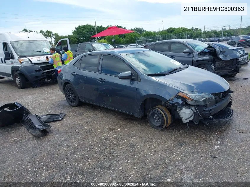 2017 Toyota Corolla Le VIN: 2T1BURHE9HC800363 Lot: 40206992