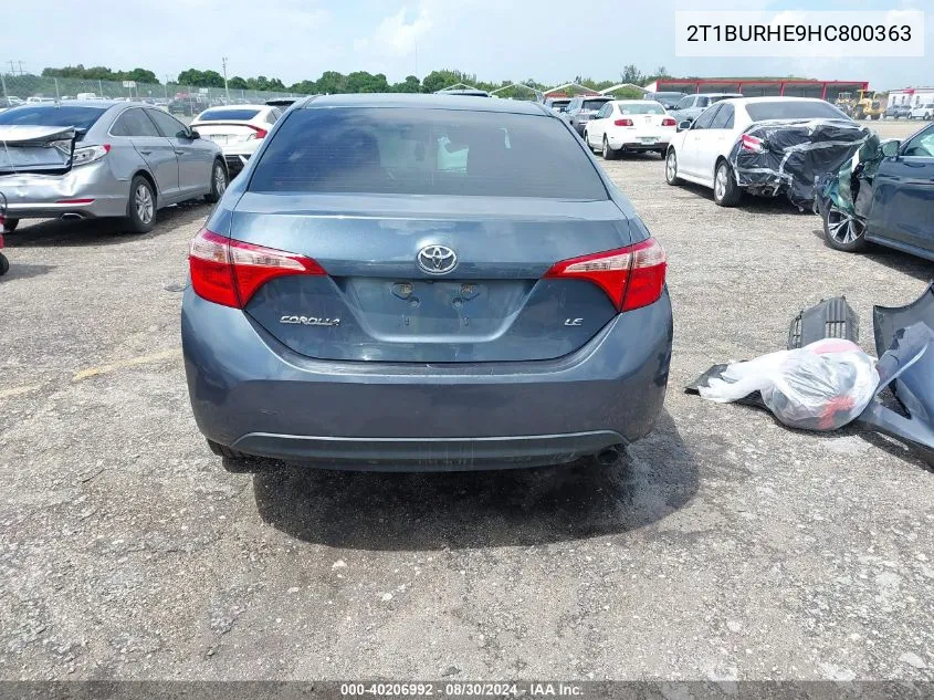 2017 Toyota Corolla Le VIN: 2T1BURHE9HC800363 Lot: 40206992