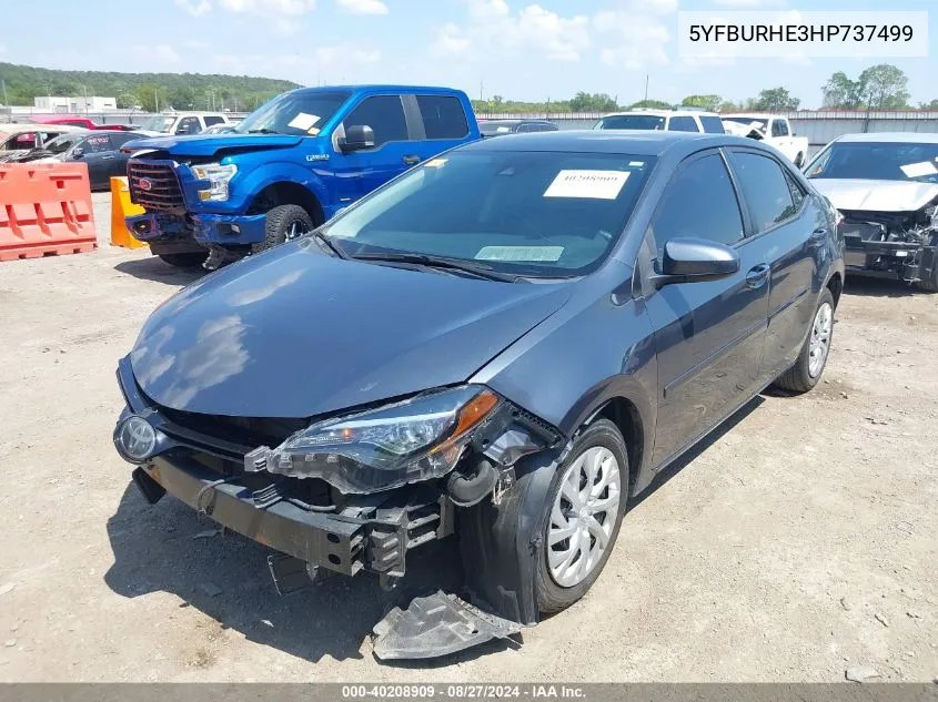 2017 Toyota Corolla Le VIN: 5YFBURHE3HP737499 Lot: 40208909