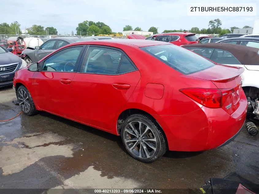 2017 Toyota Corolla Se VIN: 2T1BURHE5HC887193 Lot: 40213203