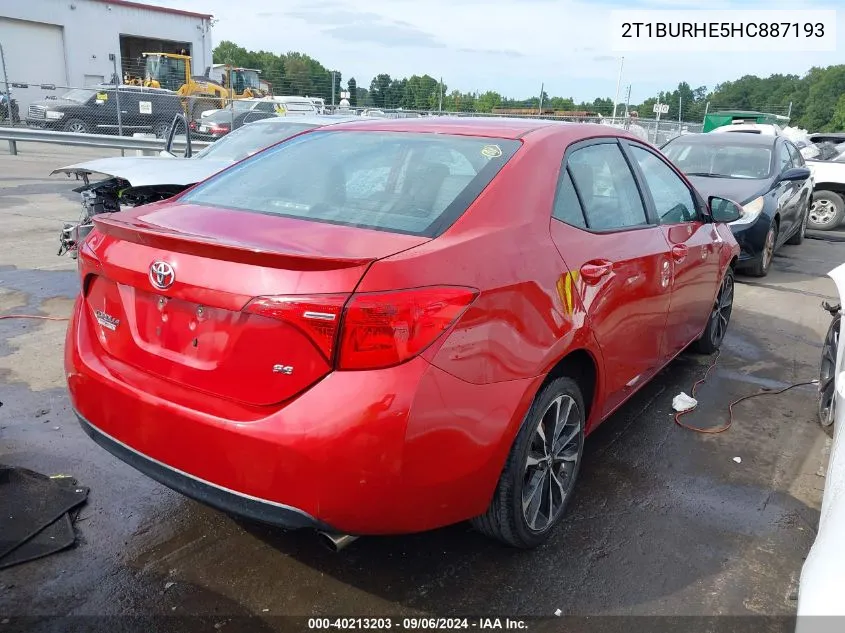 2017 Toyota Corolla Se VIN: 2T1BURHE5HC887193 Lot: 40213203