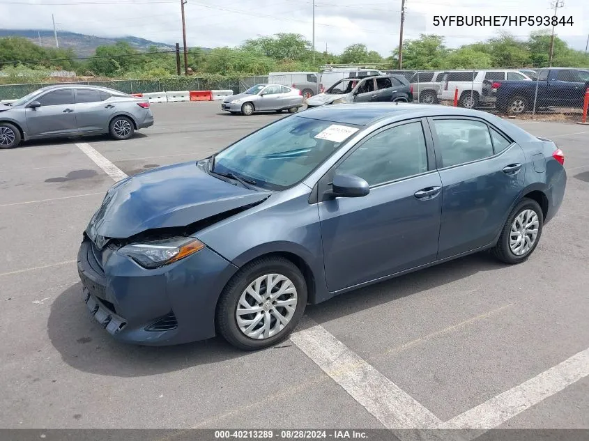 2017 Toyota Corolla Le VIN: 5YFBURHE7HP593844 Lot: 40213289