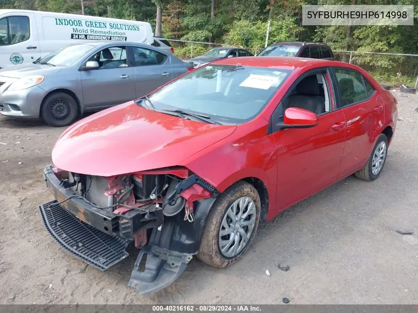 2017 Toyota Corolla Le VIN: 5YFBURHE9HP614998 Lot: 40216162